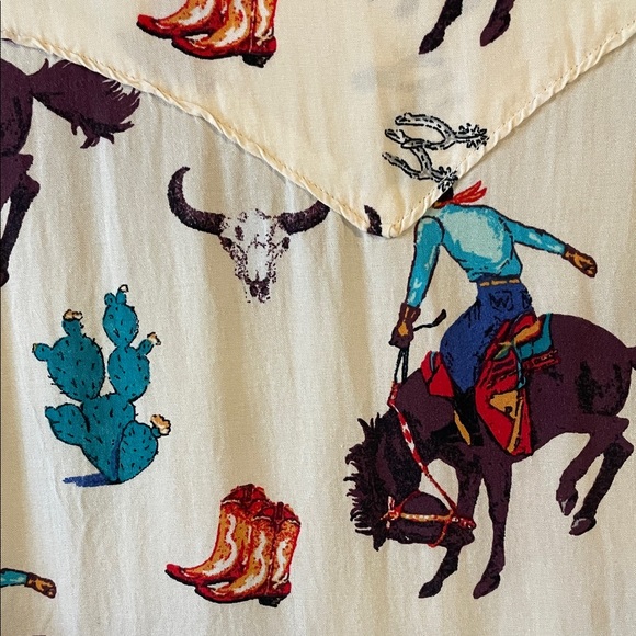 Wrangler Retro Western Cowboy Print Button-Up Shirt - Picture 3 of 5